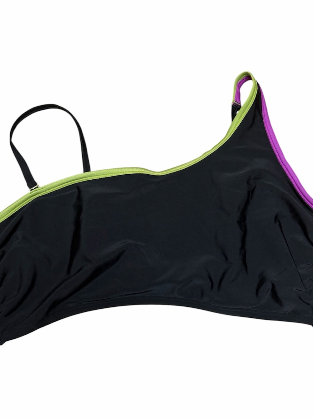 Black Bikini Top with Lime Green and Purple Trim